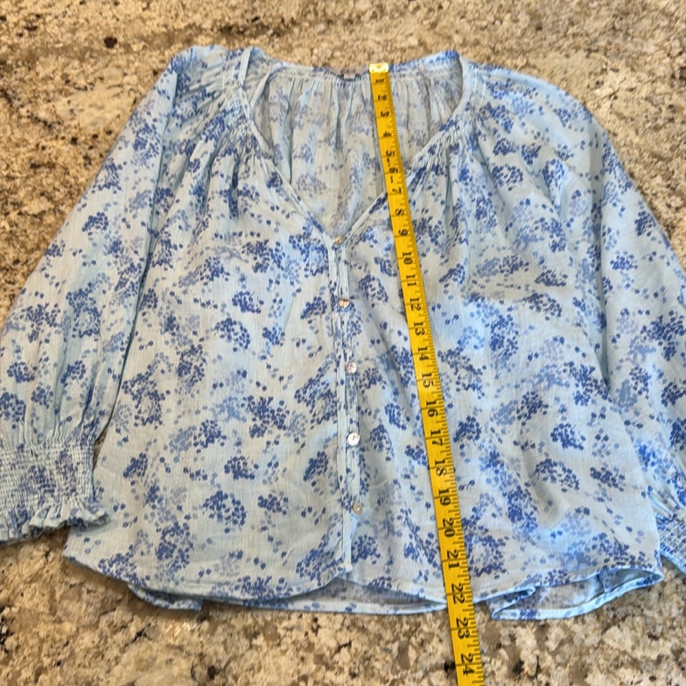 RAILS • Mariah Linen Blend Blue Floral Blouse • Size Large - Picture 10 of 11